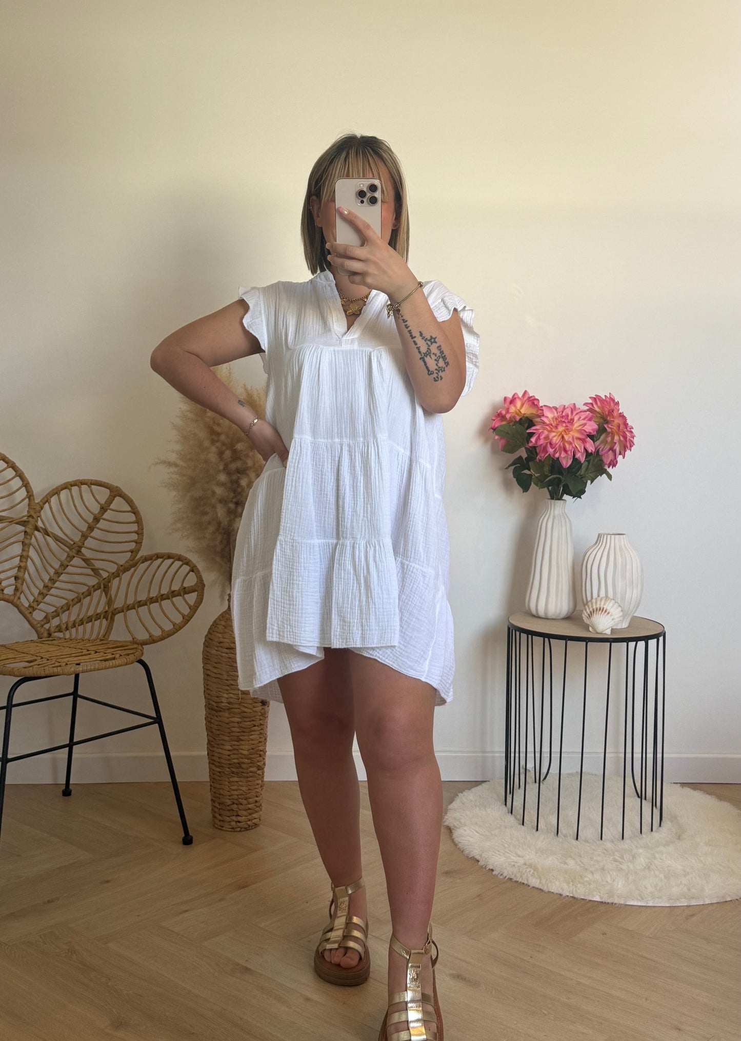 Robe à volant gaze de coton