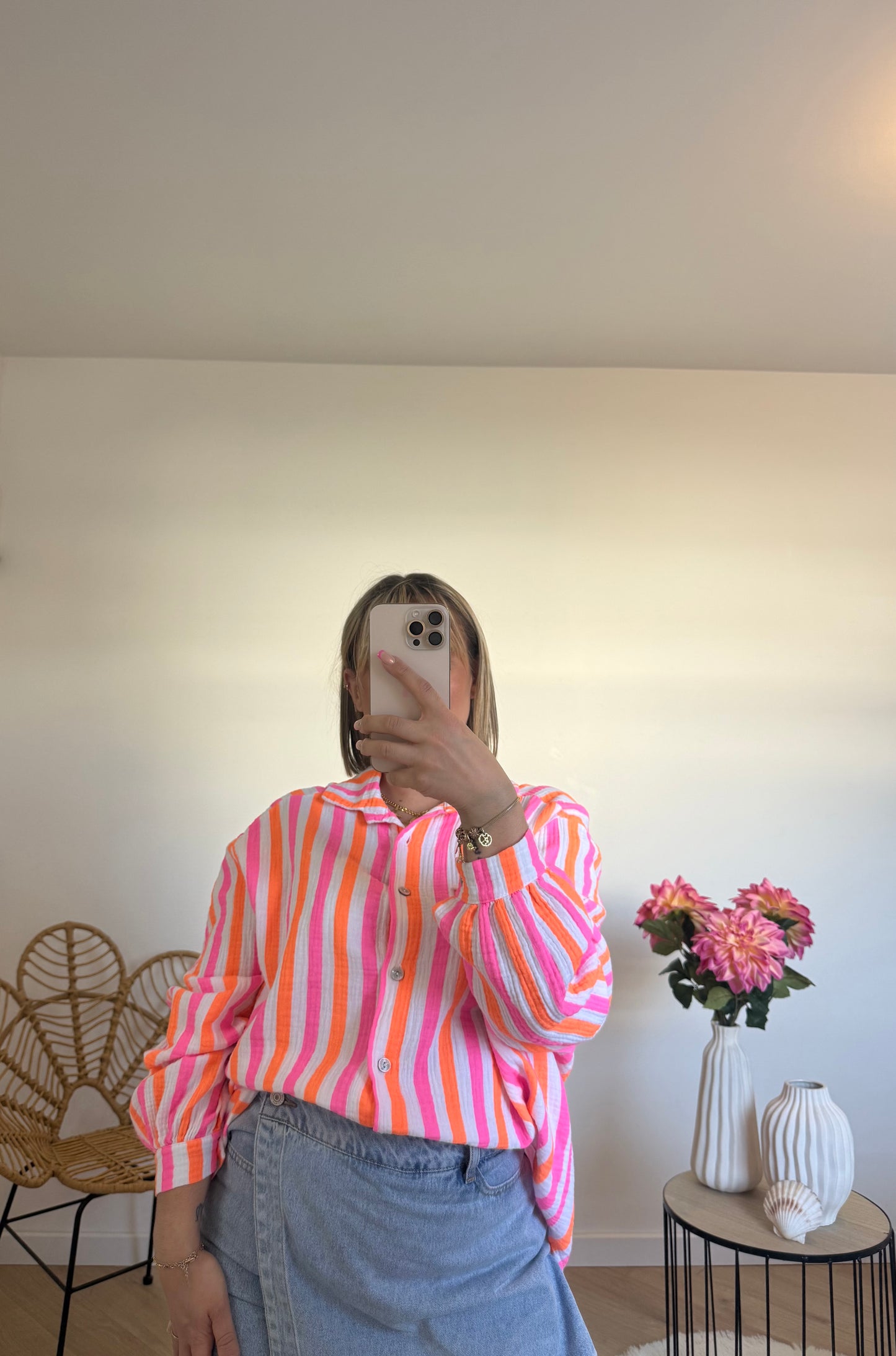CHEMISE GAZE DE COTON FLUO