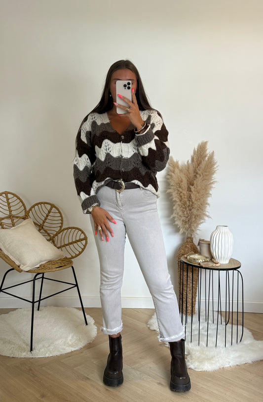 Gilet laine boutons cœur