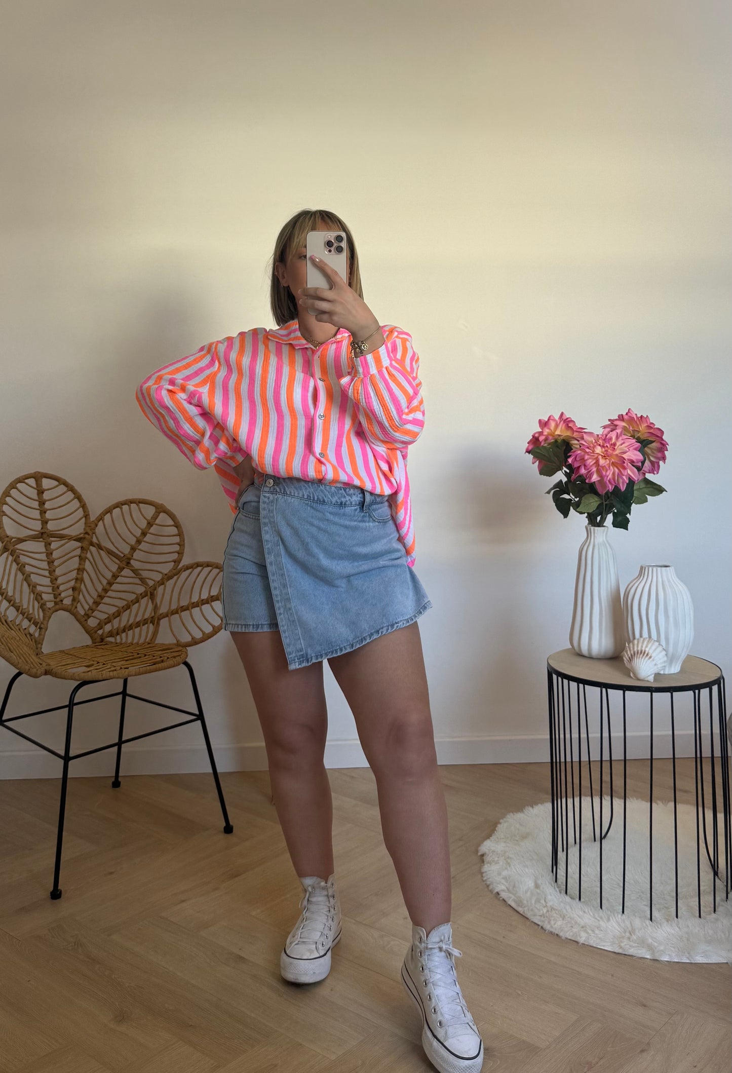 CHEMISE GAZE DE COTON FLUO