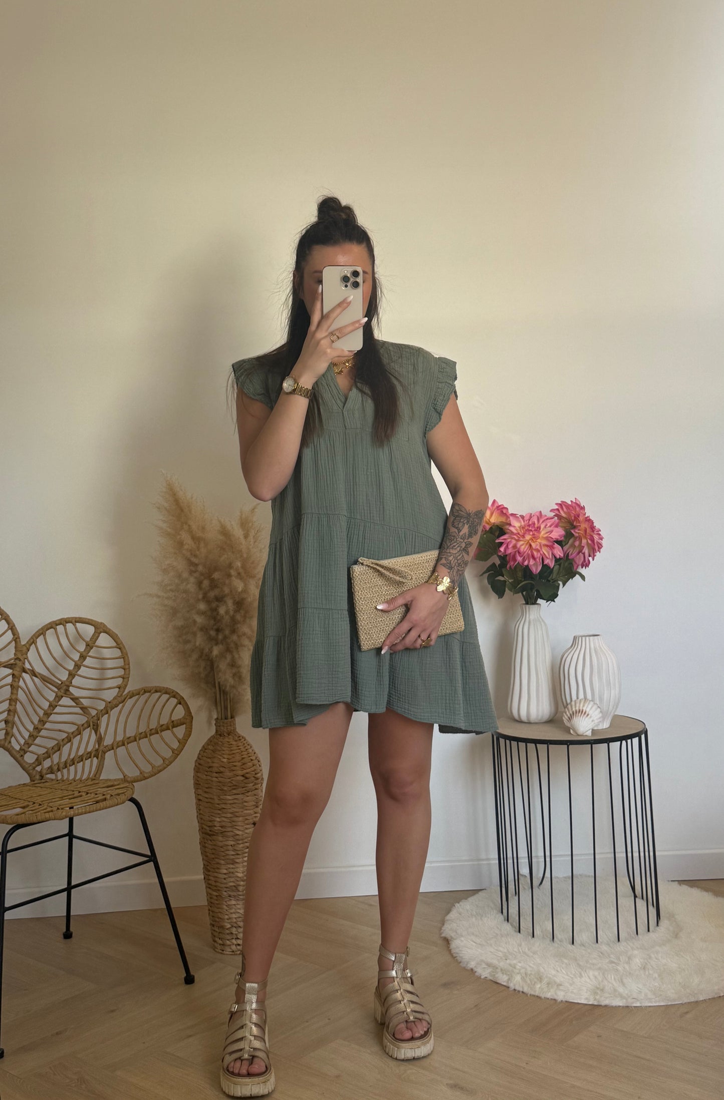 Robe à volant gaze de coton