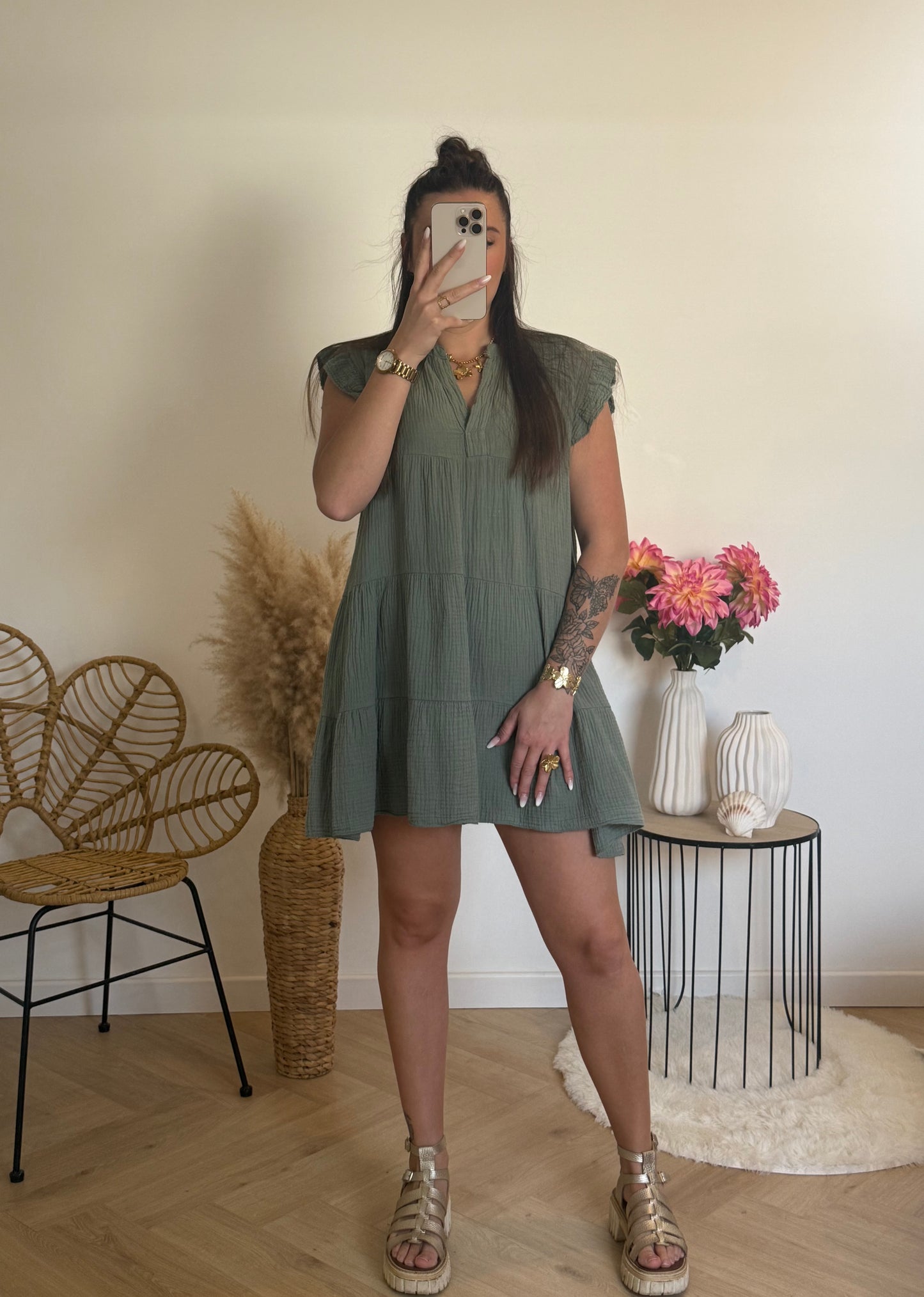 Robe à volant gaze de coton