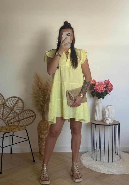 Robe à volant gaze de coton