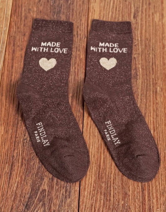 Chaussettes à paillette " Made With Love"