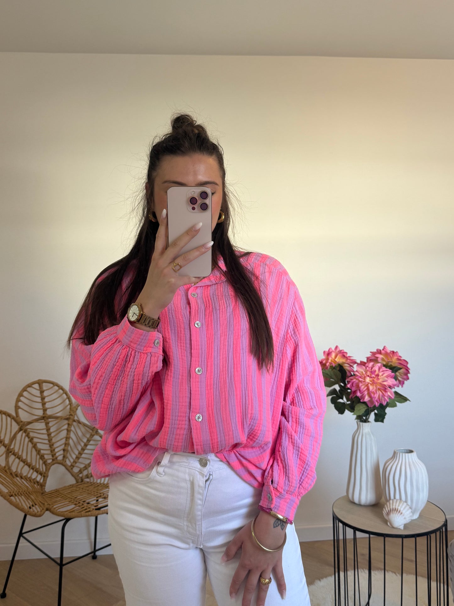 CHEMISE GAZE DE COTON FLUO