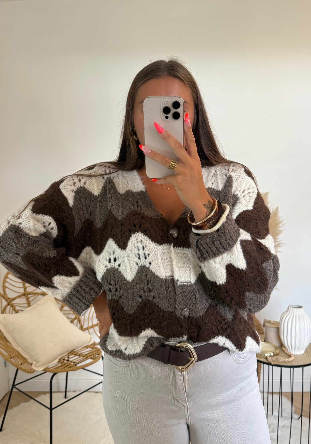 Gilet laine boutons cœur
