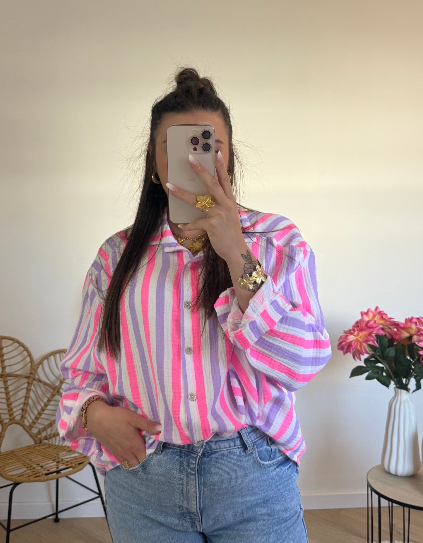 CHEMISE GAZE DE COTON FLUO