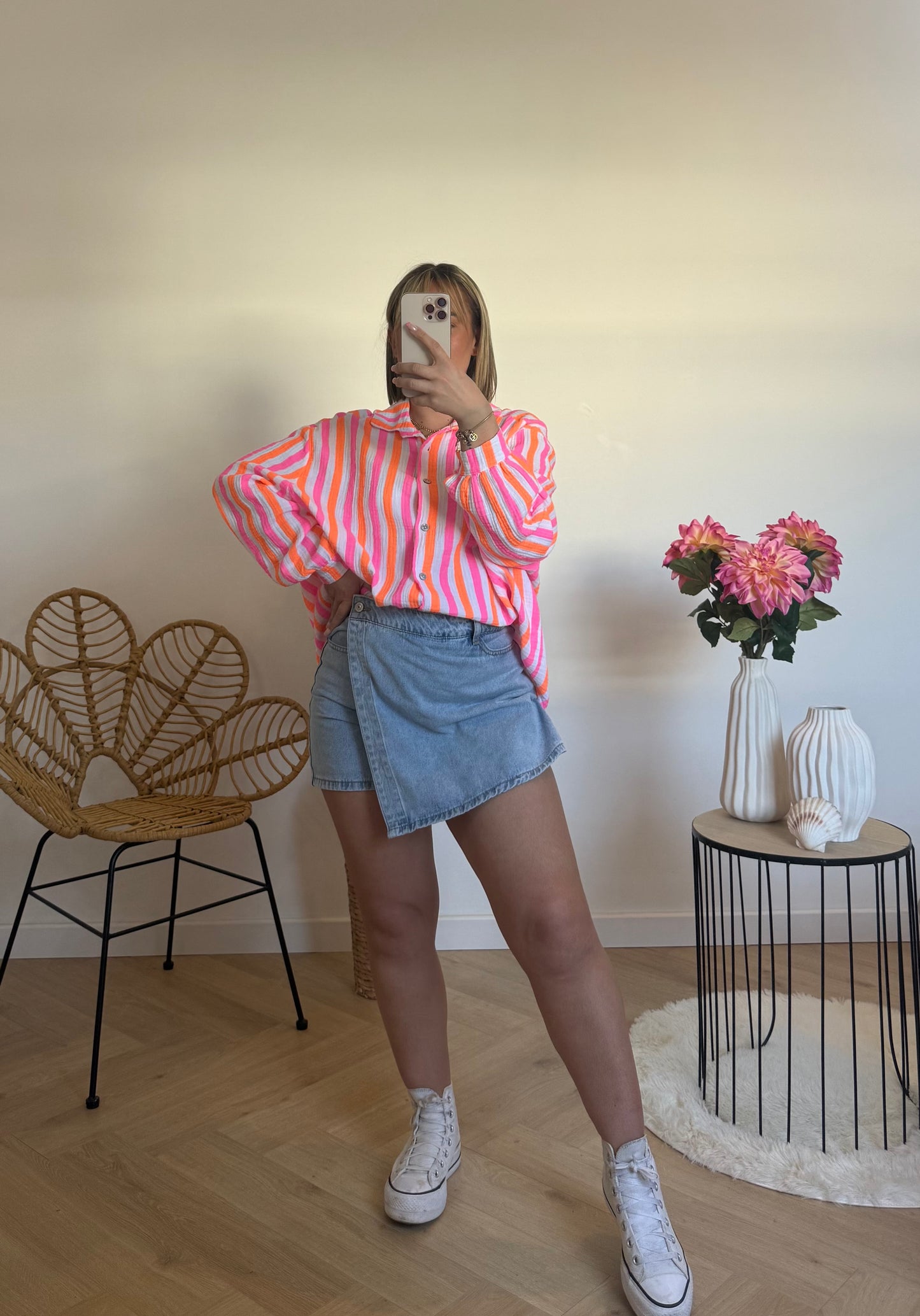 CHEMISE GAZE DE COTON FLUO