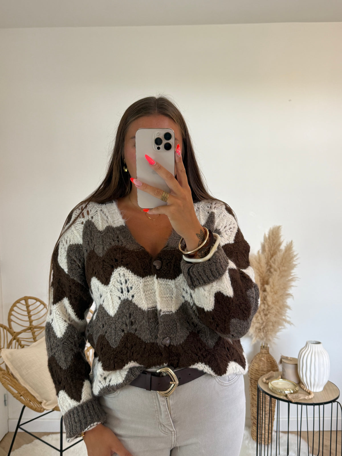 Gilet laine boutons cœur