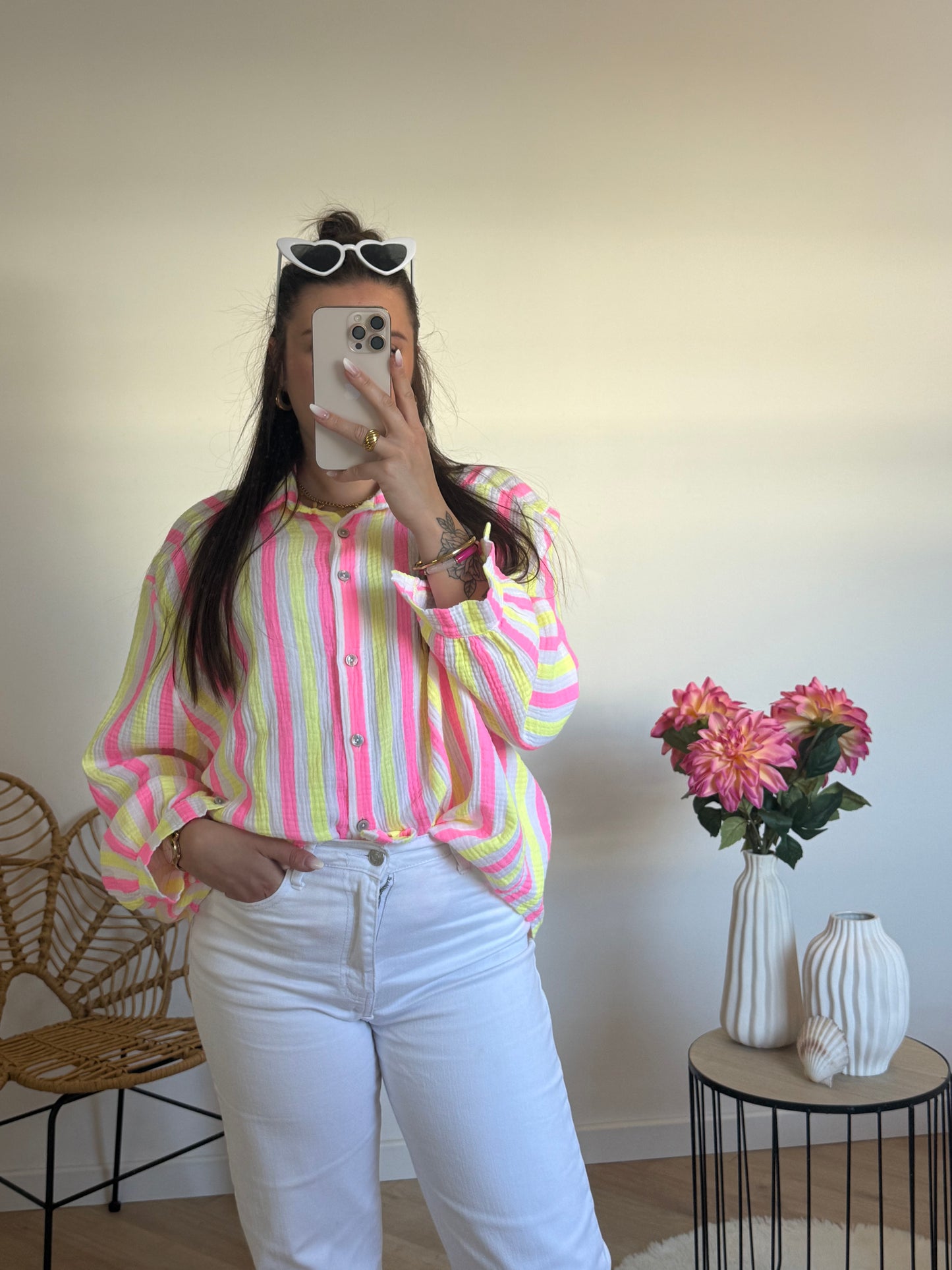CHEMISE GAZE DE COTON FLUO