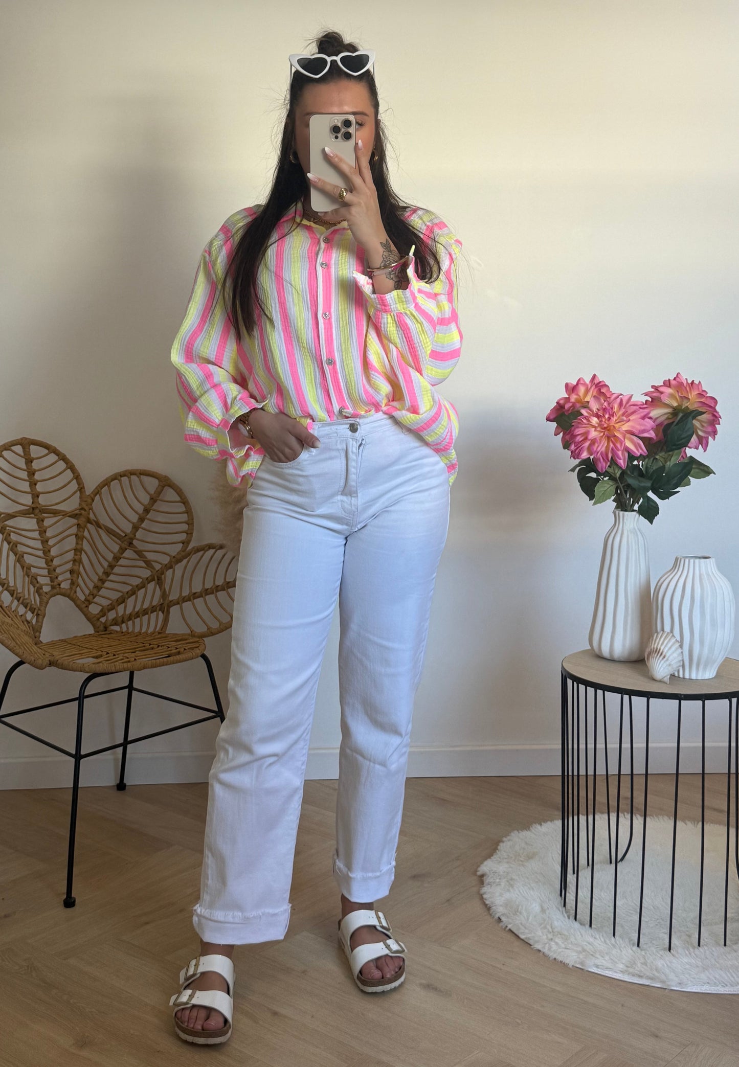 CHEMISE GAZE DE COTON FLUO