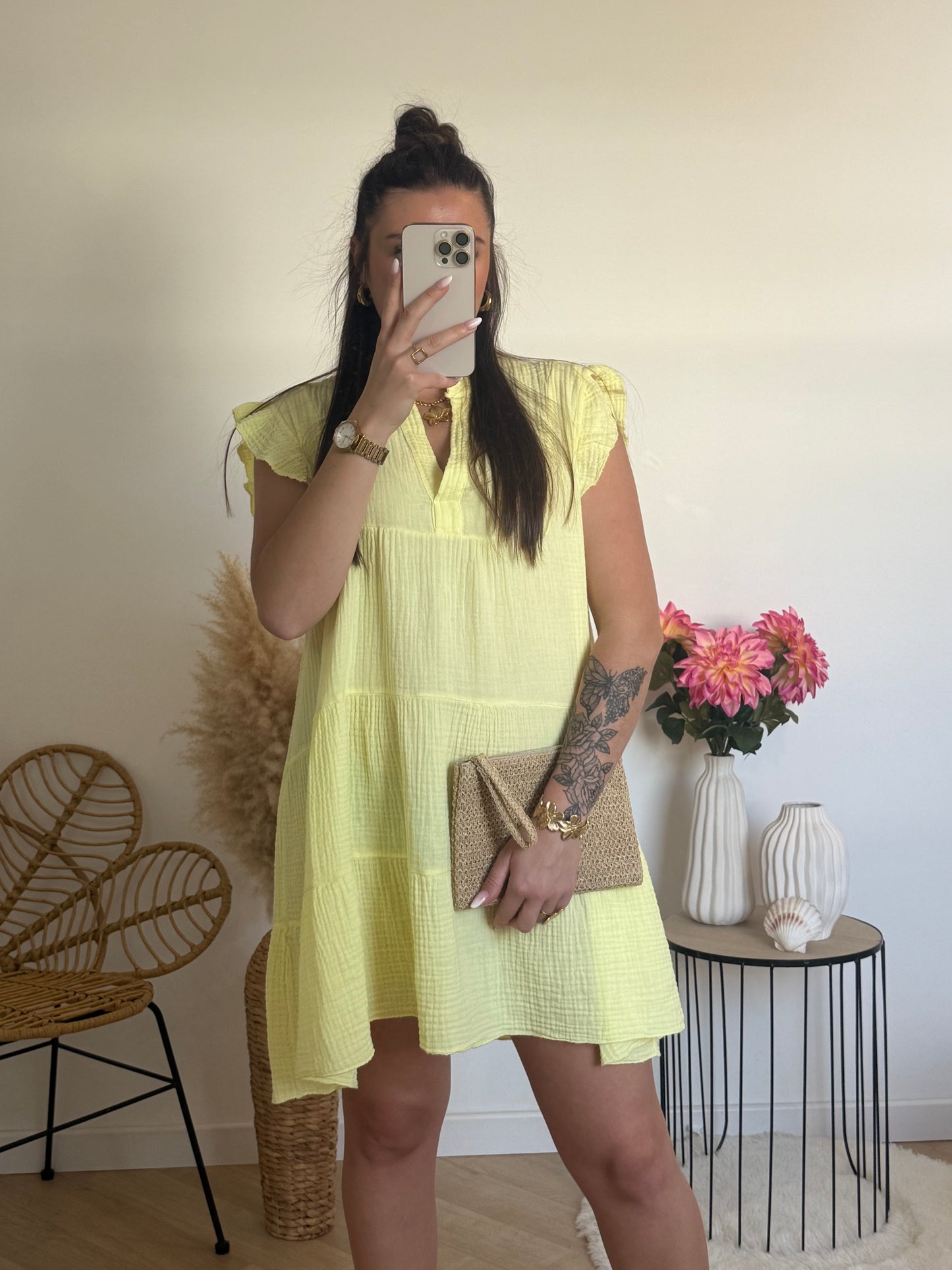Robe à volant gaze de coton
