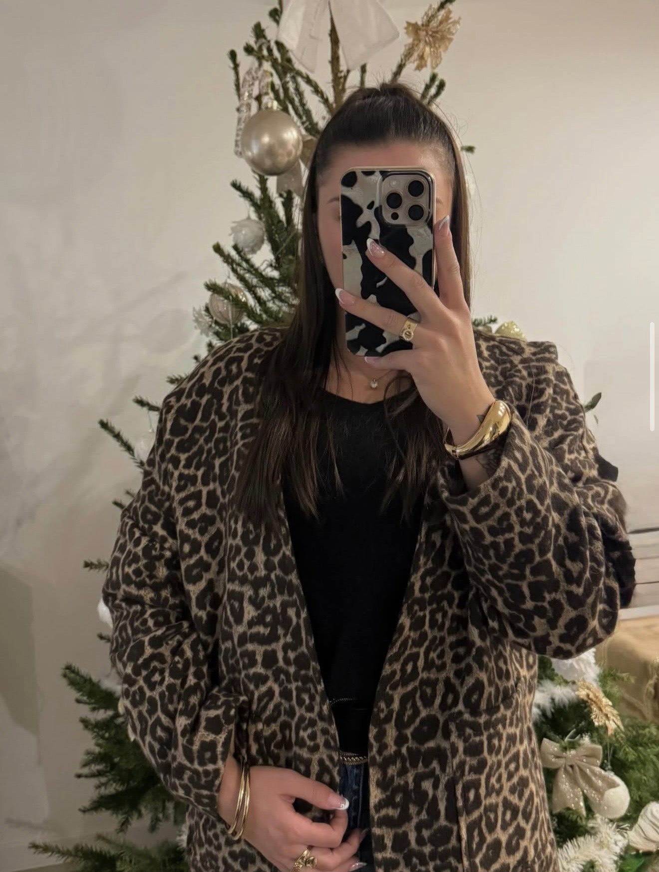 VESTE LÉOPARD EN MAILLE ÉPAISSE