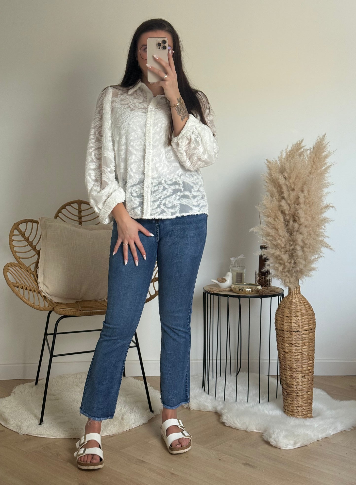 CHEMISE MANCHES BOUFFANTES À MOTIFS