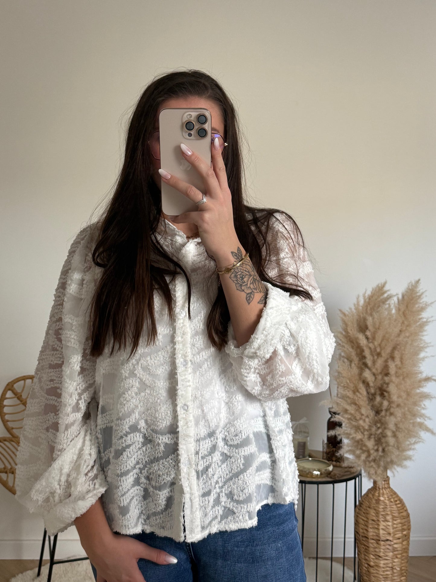 CHEMISE MANCHES BOUFFANTES À MOTIFS