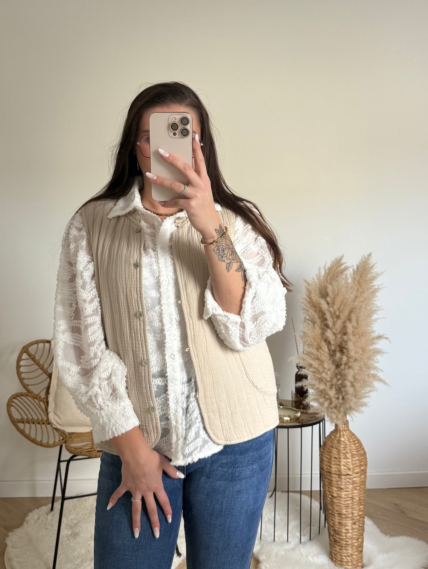 CHEMISE MANCHES BOUFFANTES À MOTIFS