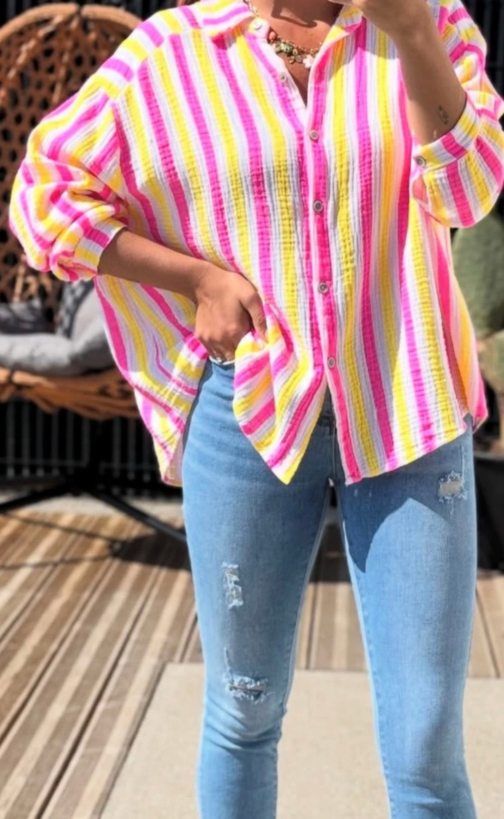 CHEMISE GAZE DE COTON FLUO