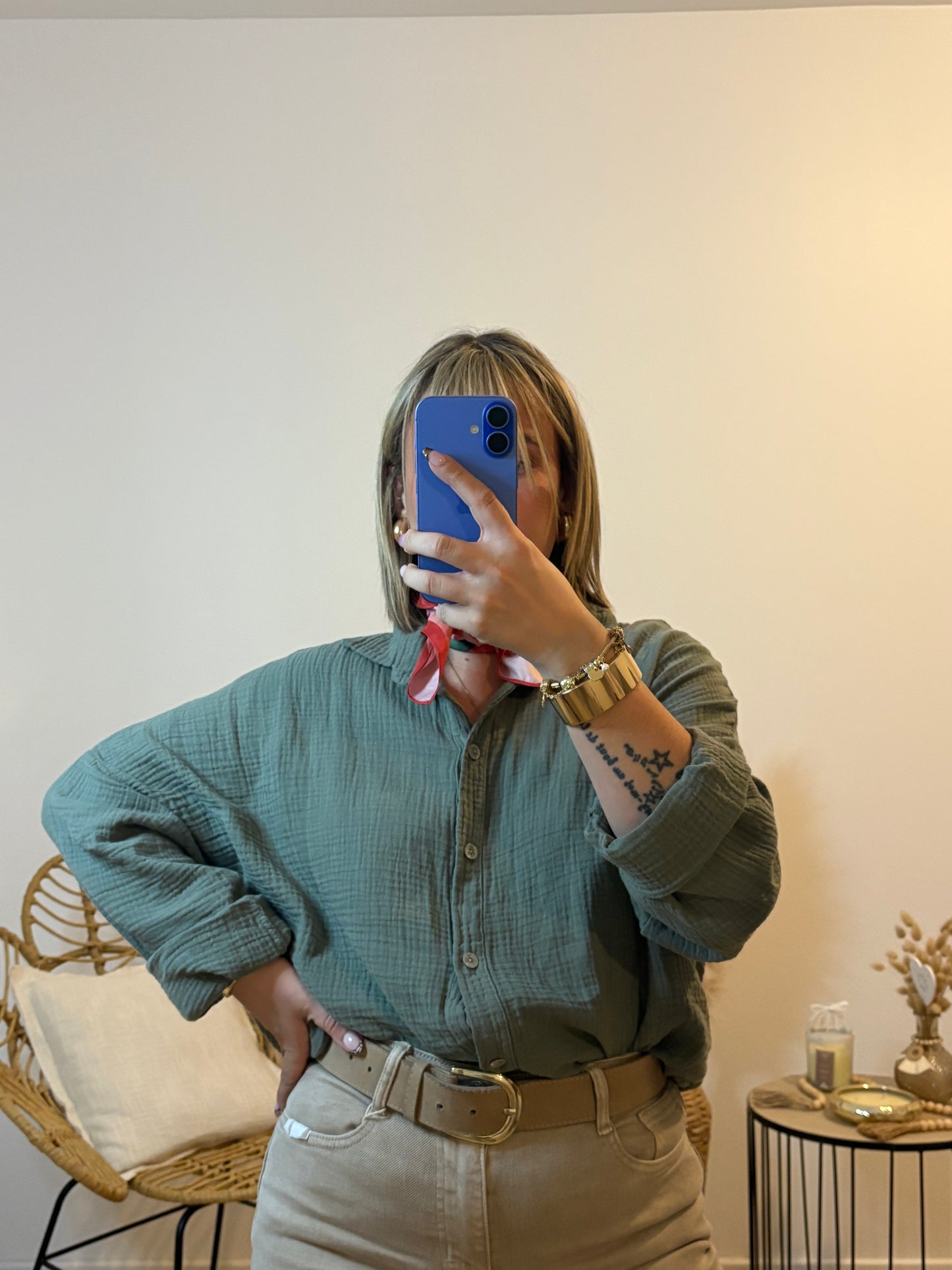 Chemise gaze de coton uni