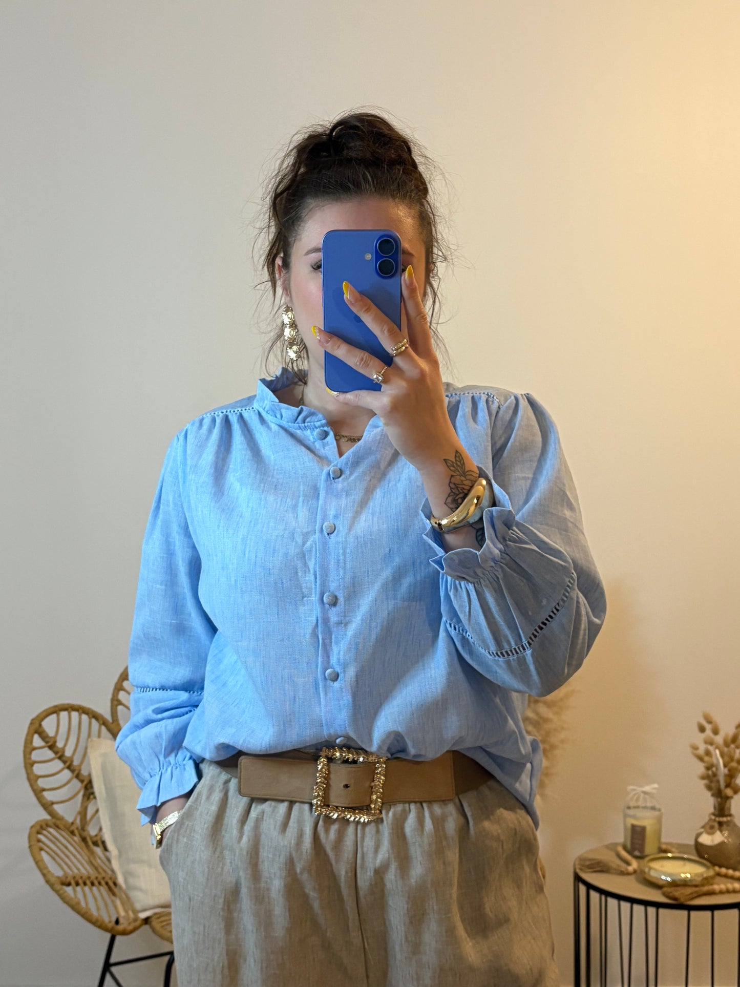CHEMISE COL VICTORIEN GRANDE TAILLE