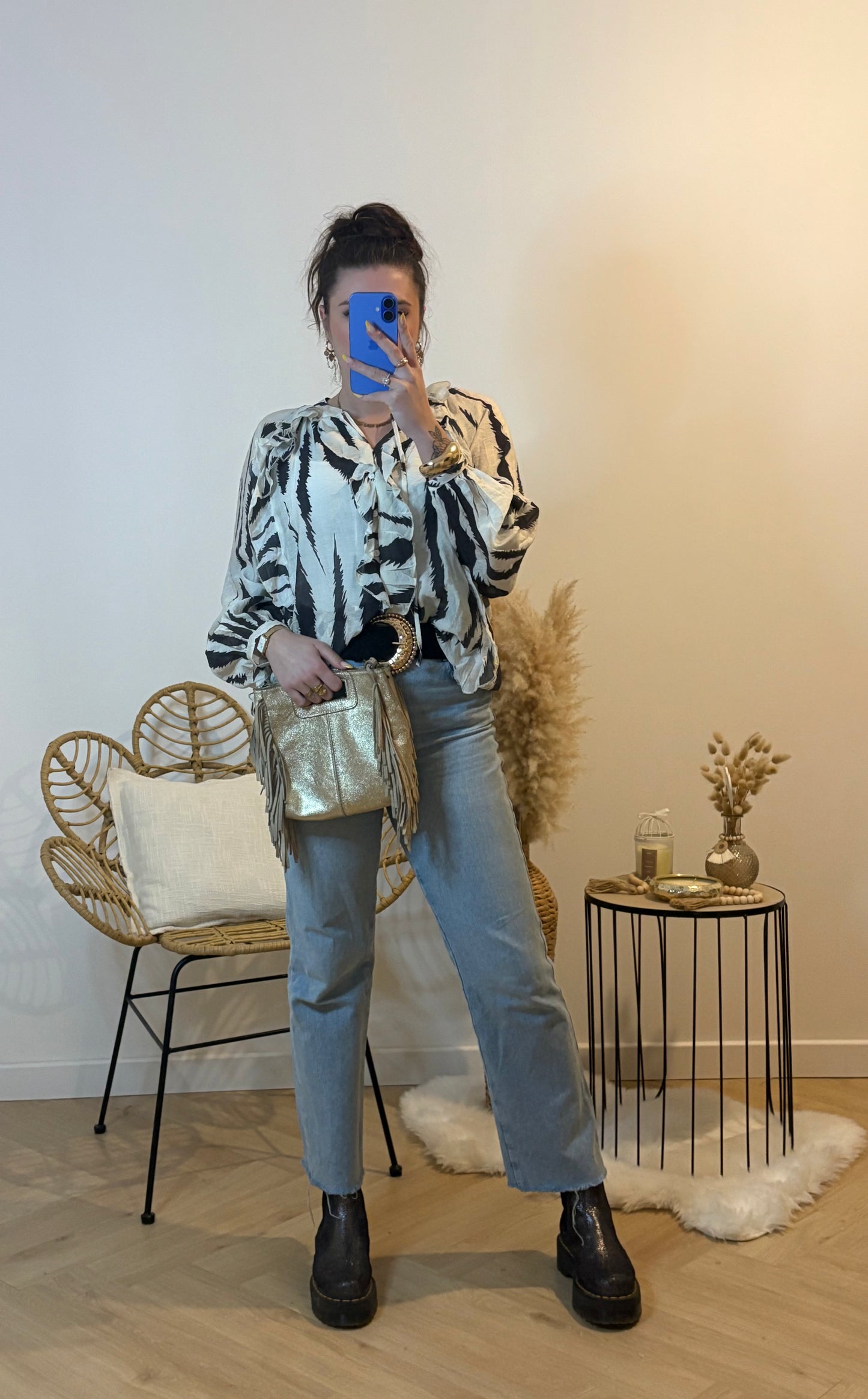 BLOUSE VOLANTS MOTIF ZÈBRE