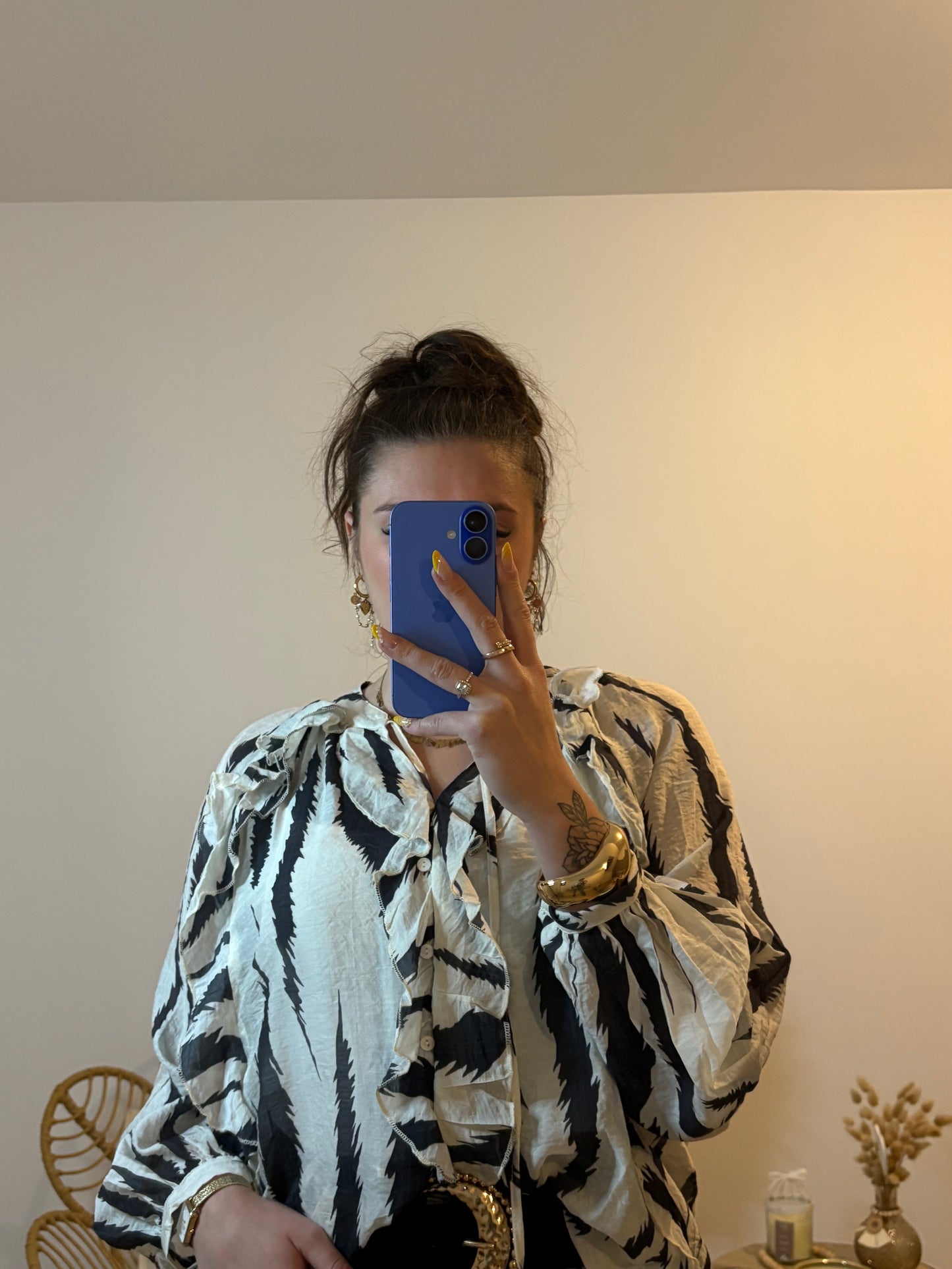 BLOUSE VOLANTS MOTIF ZÈBRE