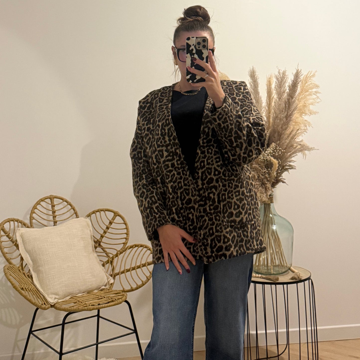 VESTE LÉOPARD EN MAILLE ÉPAISSE
