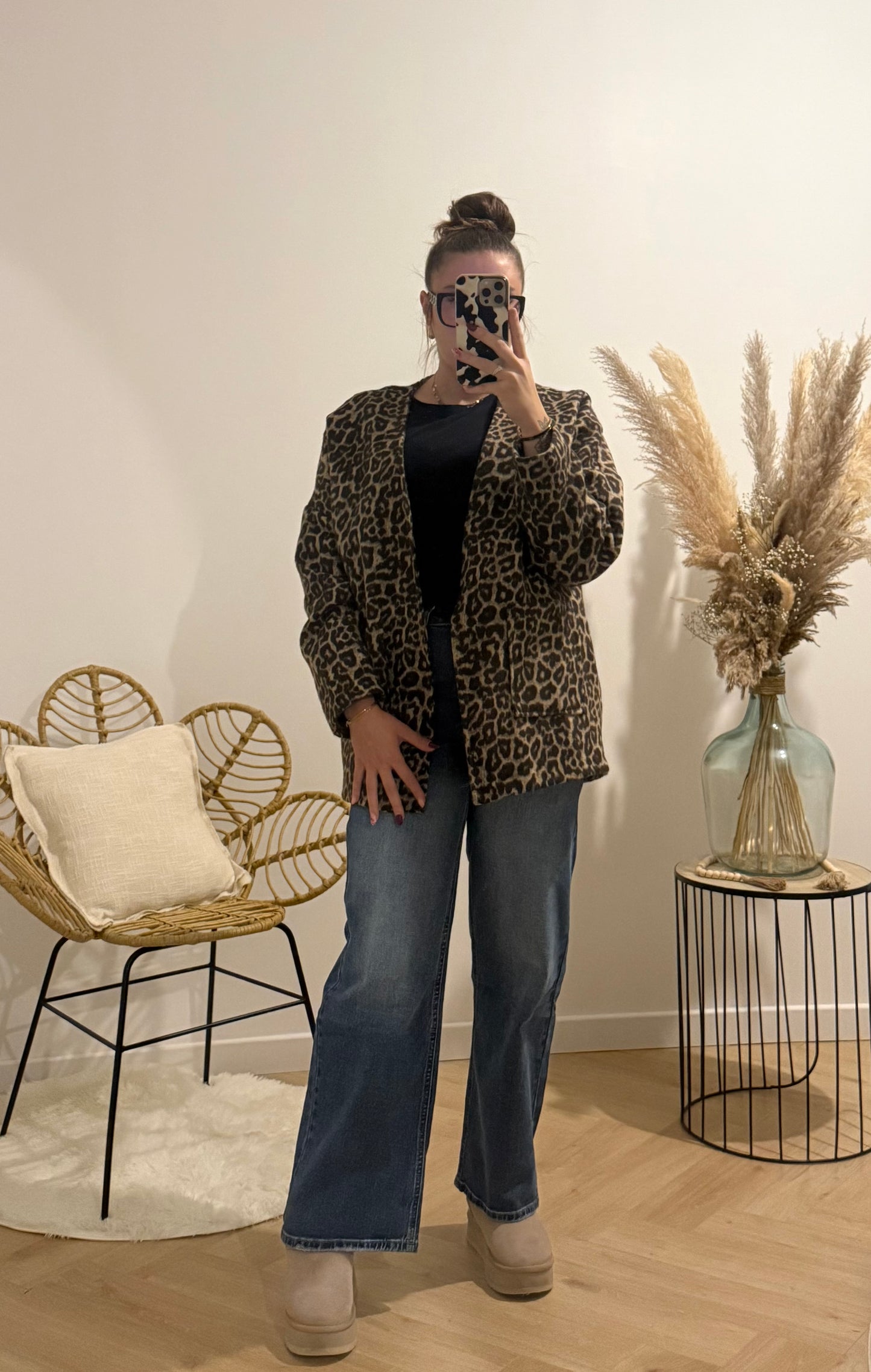 VESTE LÉOPARD EN MAILLE ÉPAISSE